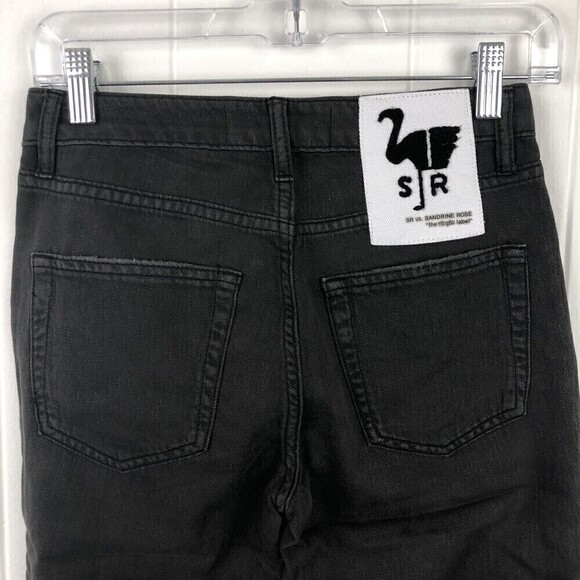 Sandrine Rose + Free People Straight Leg Black Jeans Button Fly Size 24 - Picture 7 of 11